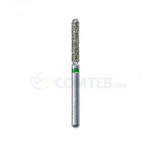 فرز الماسی مدل استوانه ای سر پهن توربین دیاتیز 5 عددی سایز هد 010 رنگ سبز طول سر فرز 6mm