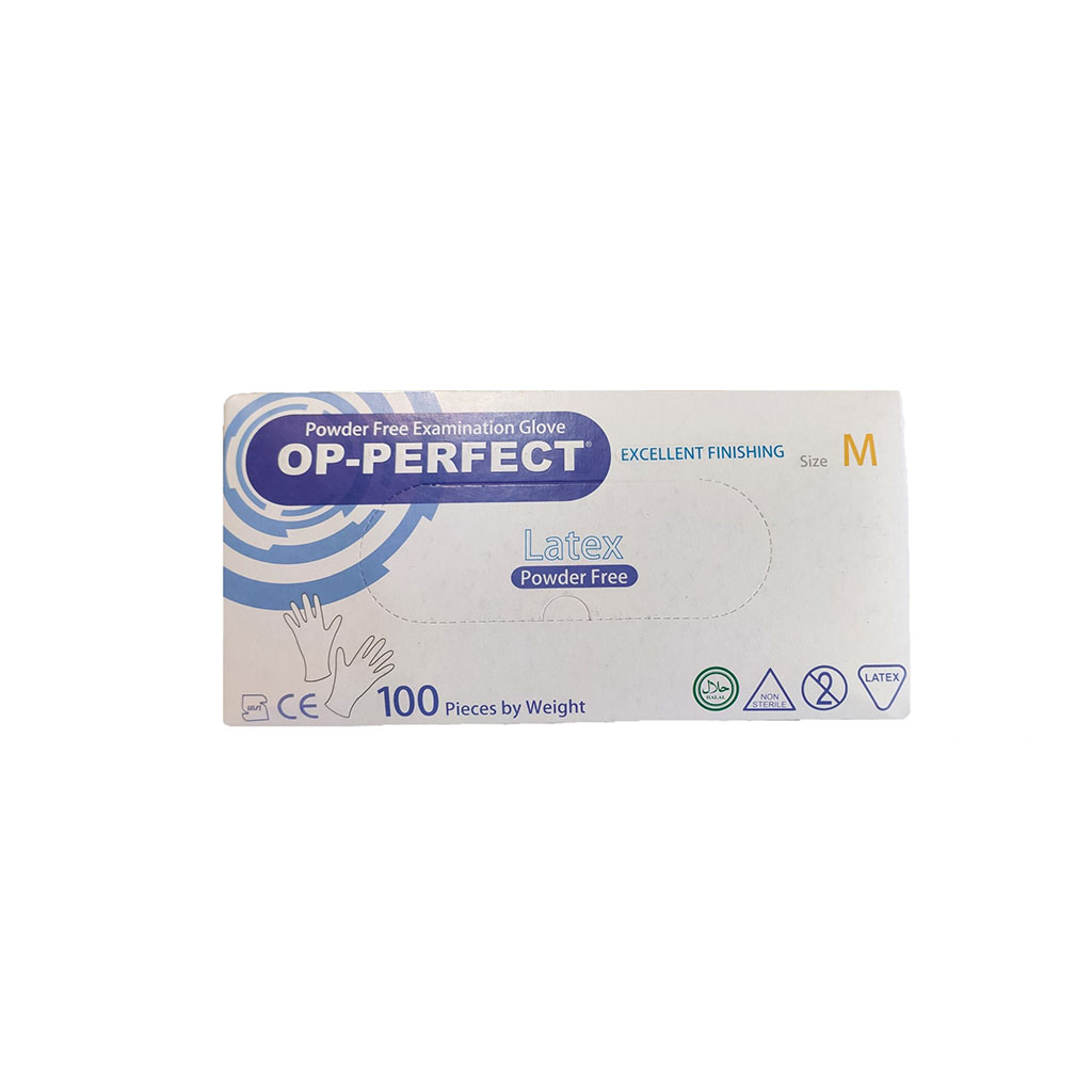 دستکش لاتکس بدون پودر Op Perfect Excellent حریر 100 عددی سایز Medium